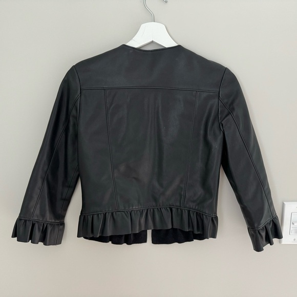 Zara Peplum Ruffled Faux Leather Cropped Zip Up Frill Jacket XS - Picture 15 of 15